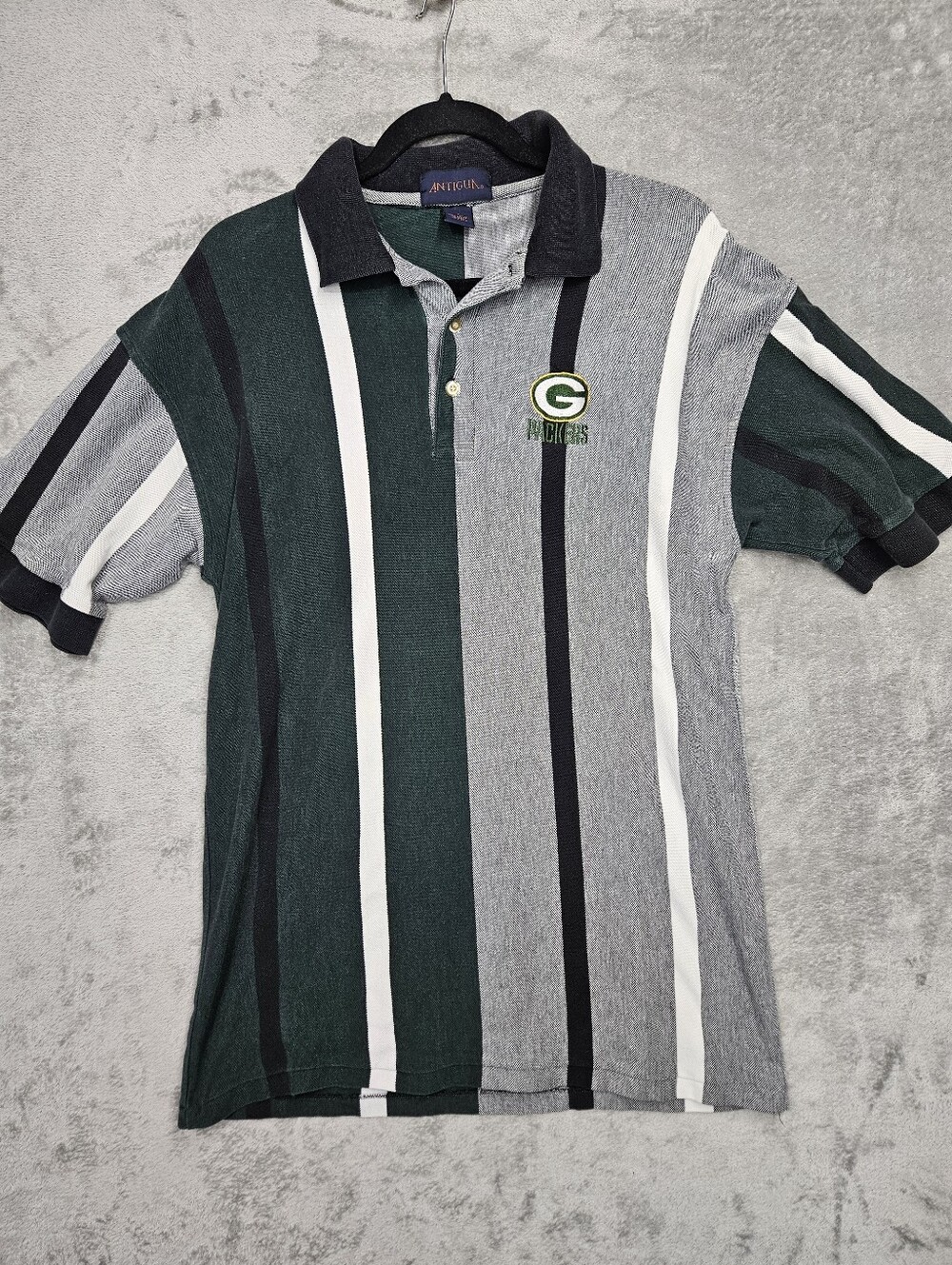 Antigua Vintage Green Bay Packers Polo Shirt Men’s Large L Striped Cotton NFL